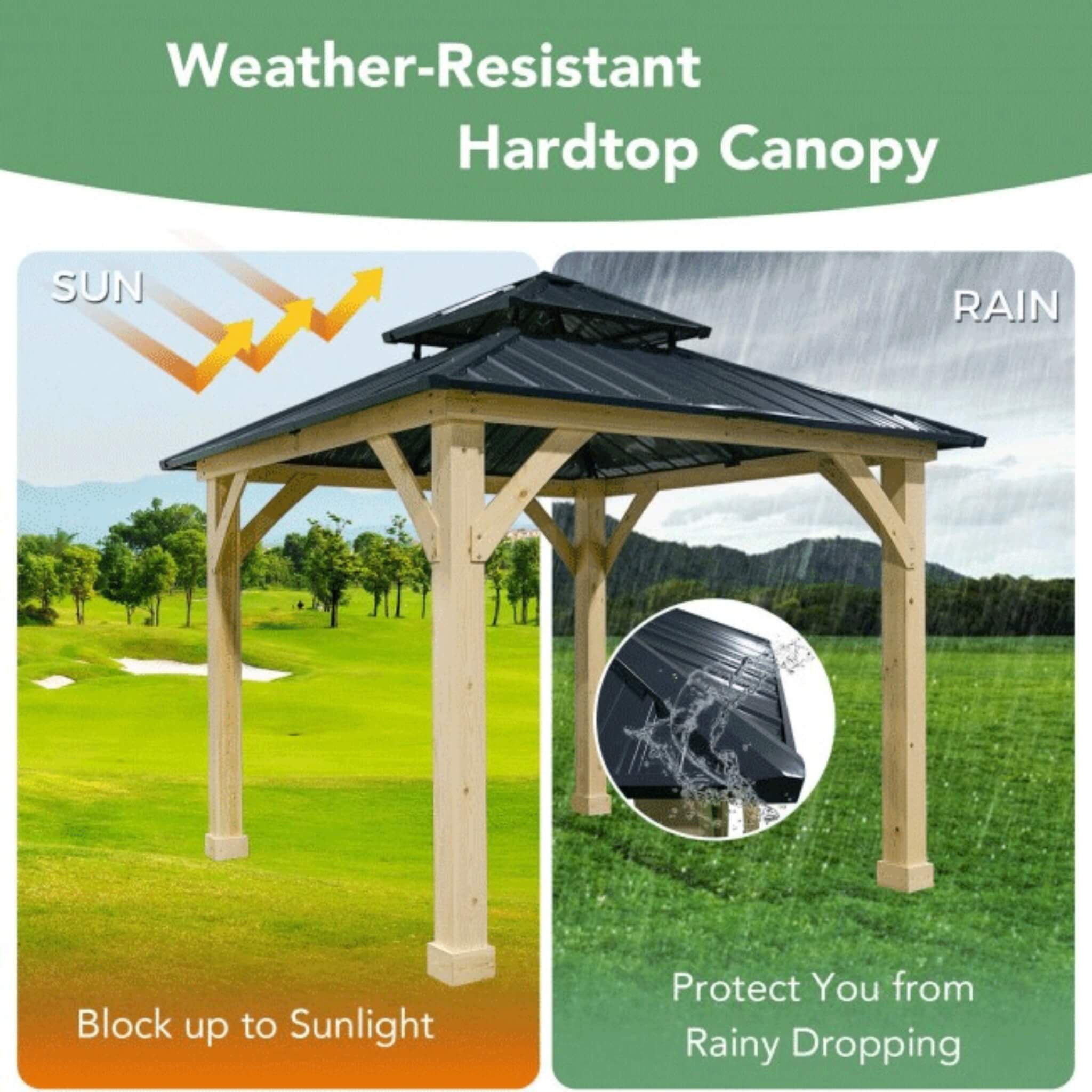 [10X10FT] Alora Premium Outdoor Patio Hardtop Gazebo W/ Double Steel Roof (SAK01291) - The Vitality Estate