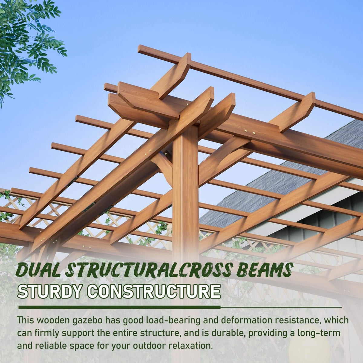 [10X12FT] Alora Premium Extra Large Outdoor Weather-Resistant Wooden Grape Pergola (SAK16278) - The Vitality Estate