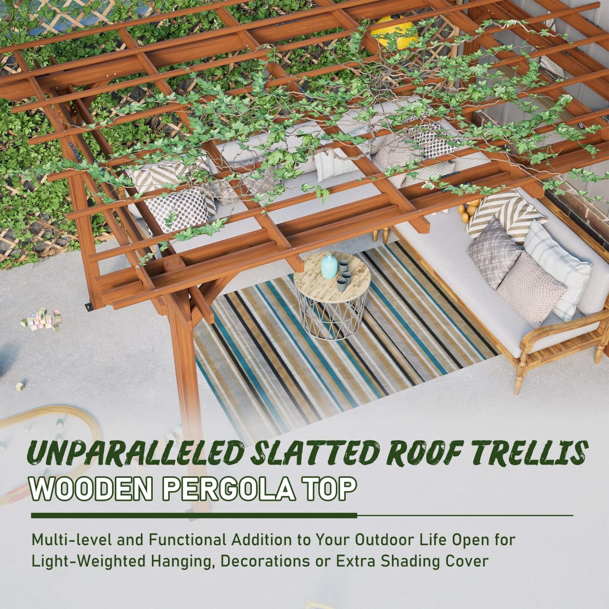 [10X12FT] Alora Premium Extra Large Outdoor Weather-Resistant Wooden Grape Pergola (SAK16278) - The Vitality Estate