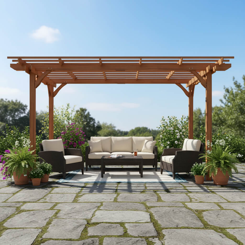 [10X12FT] Alora Premium Extra Large Outdoor Weather-Resistant Wooden Grape Pergola (SAK16278) - The Vitality Estate