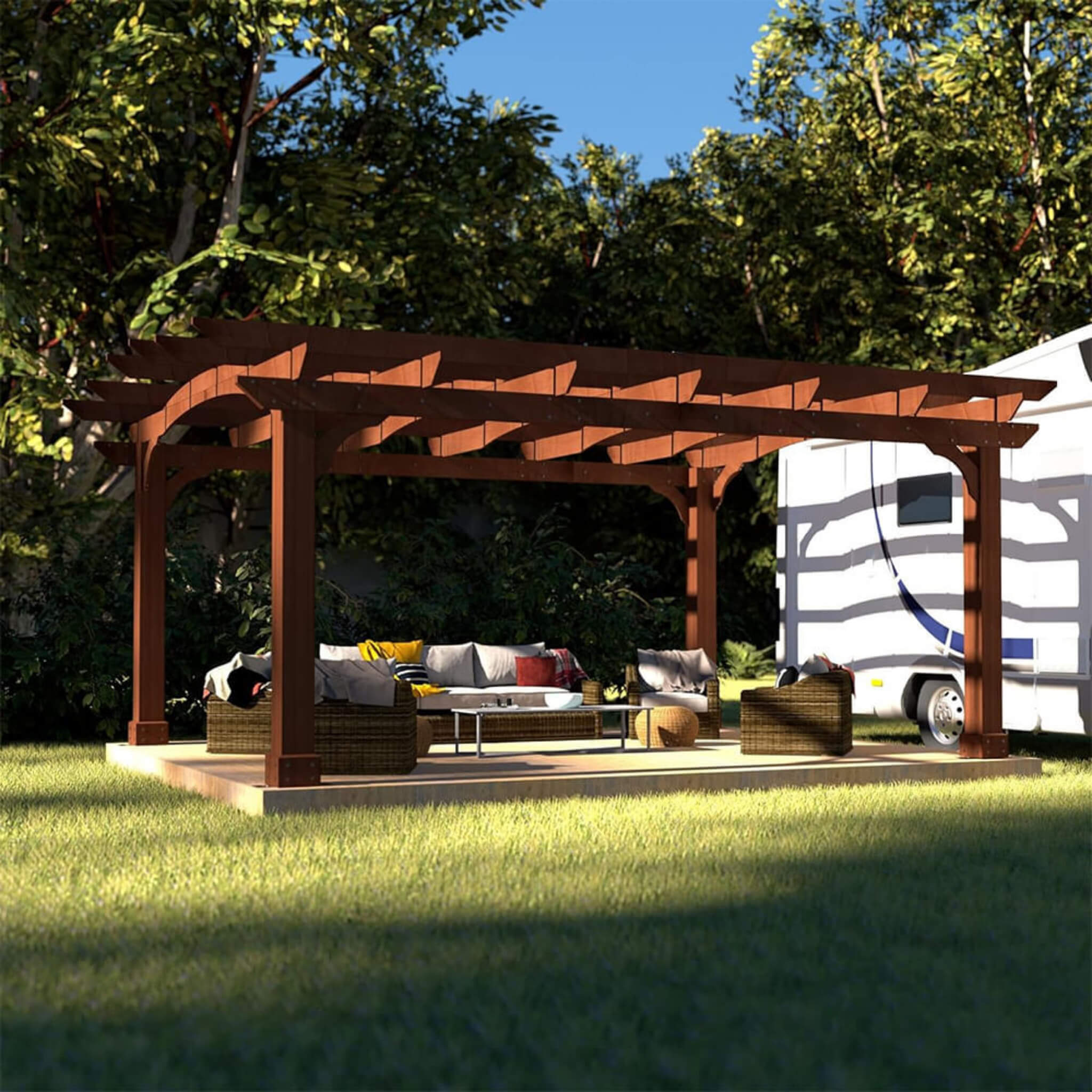 [10X12FT] Alora Premium Outdoor All-Season Backyard Patio Cedar Wood Gazebo Pergola With Arched Roof (SAK42915) - The Vitality Estate