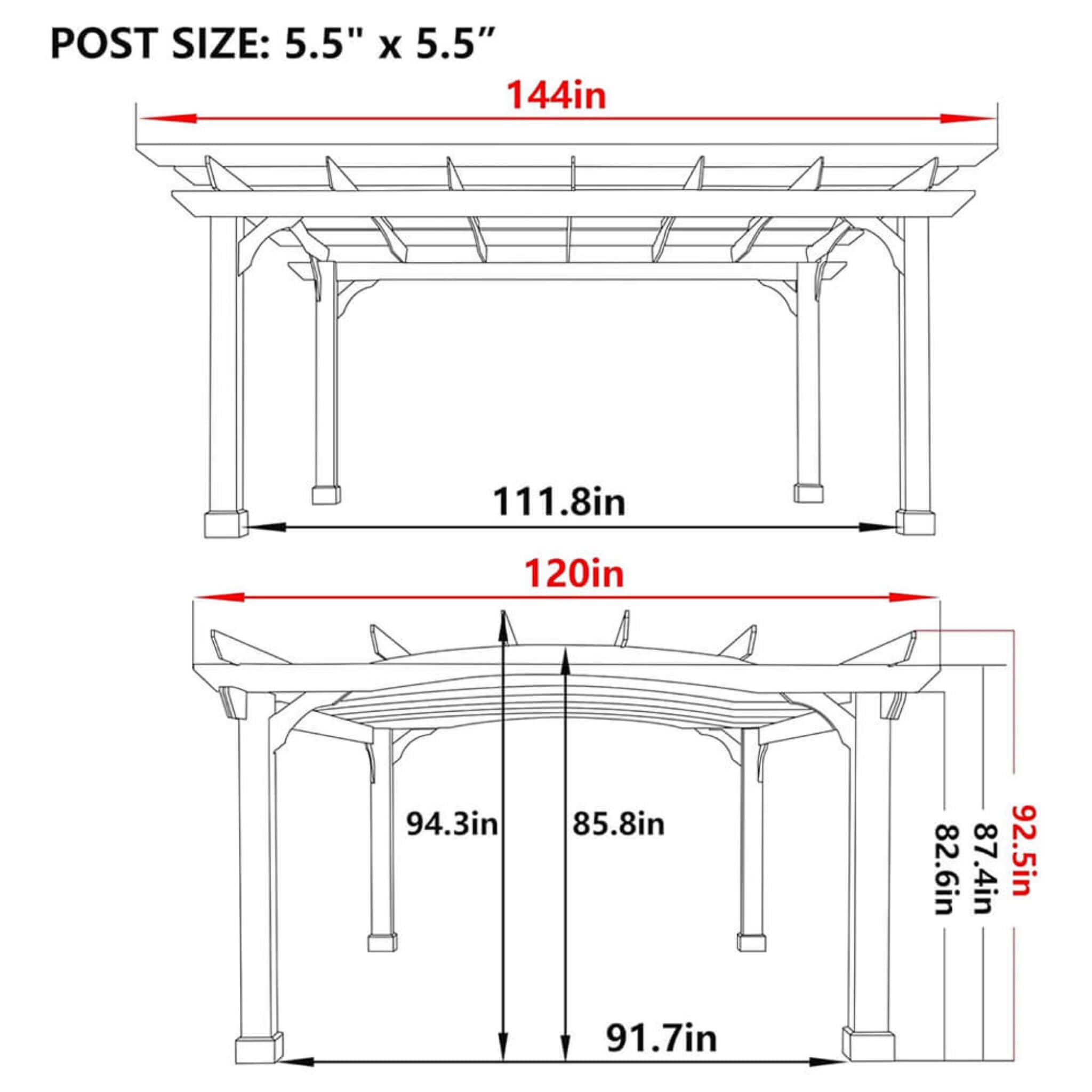 [10X12FT] Alora Premium Outdoor All-Season Backyard Patio Cedar Wood Gazebo Pergola With Arched Roof (SAK42915) - The Vitality Estate