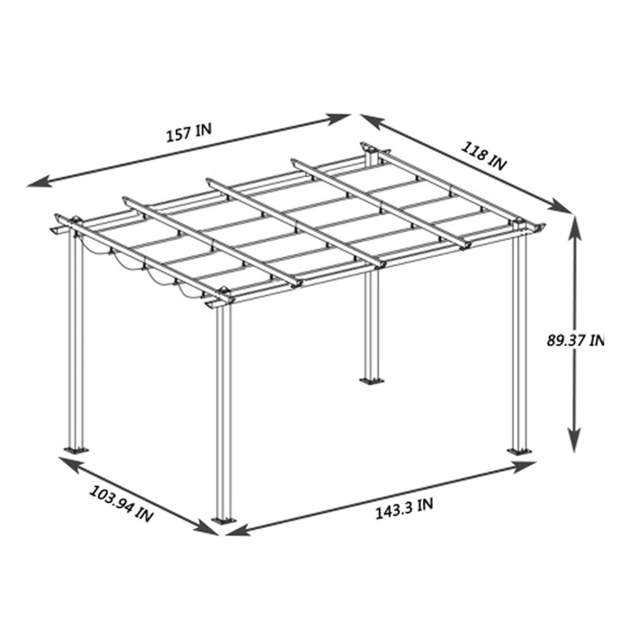 [10X13FT] Alora Large Outdoor Patio Pergola With Canopy & Retractable Sun Shades, Beige (SAK51842) - The Vitality Estate