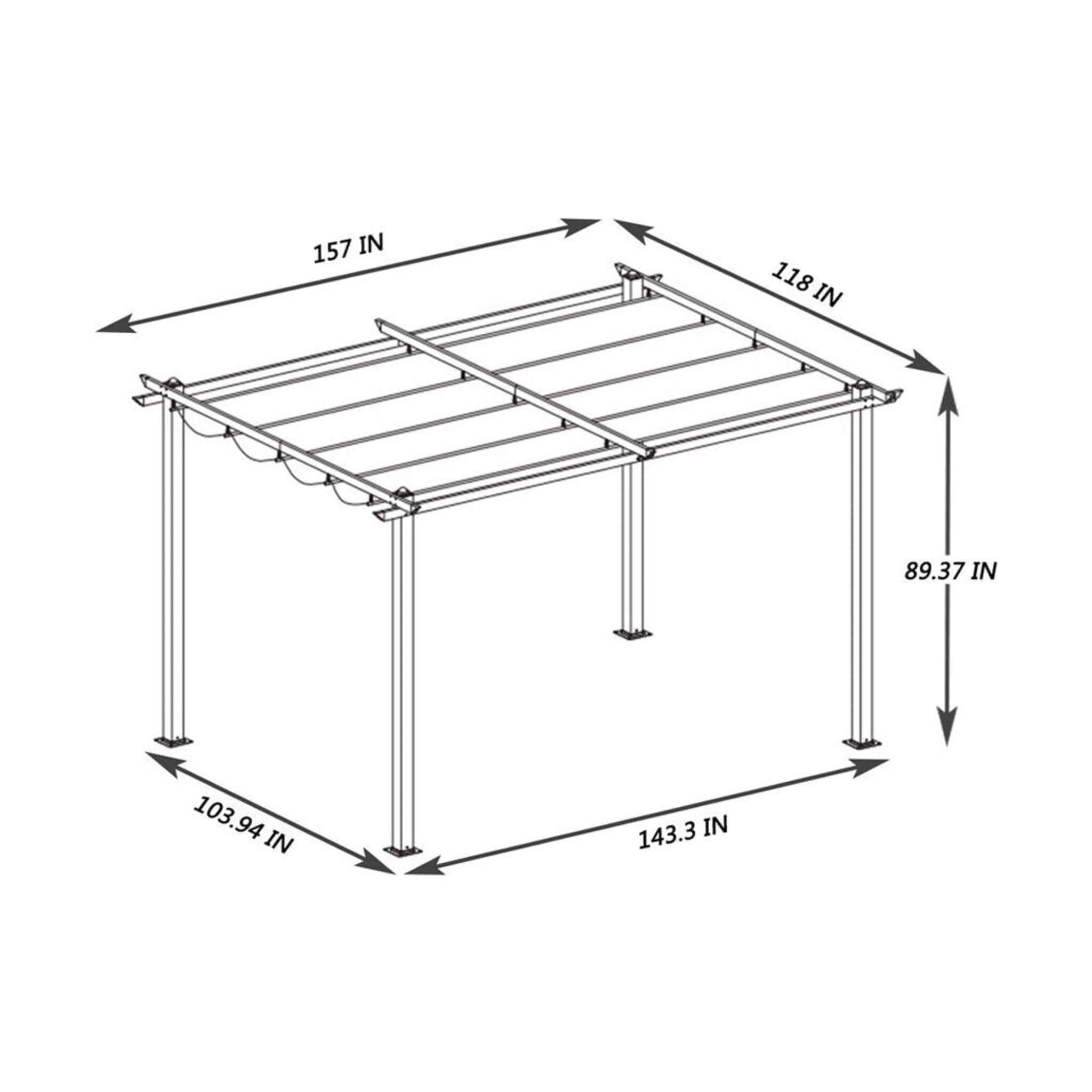 [10X13FT] Alora Premium Outdoor Patio Retractable Pergola With Canopy (SAK01864) - The Vitality Estate