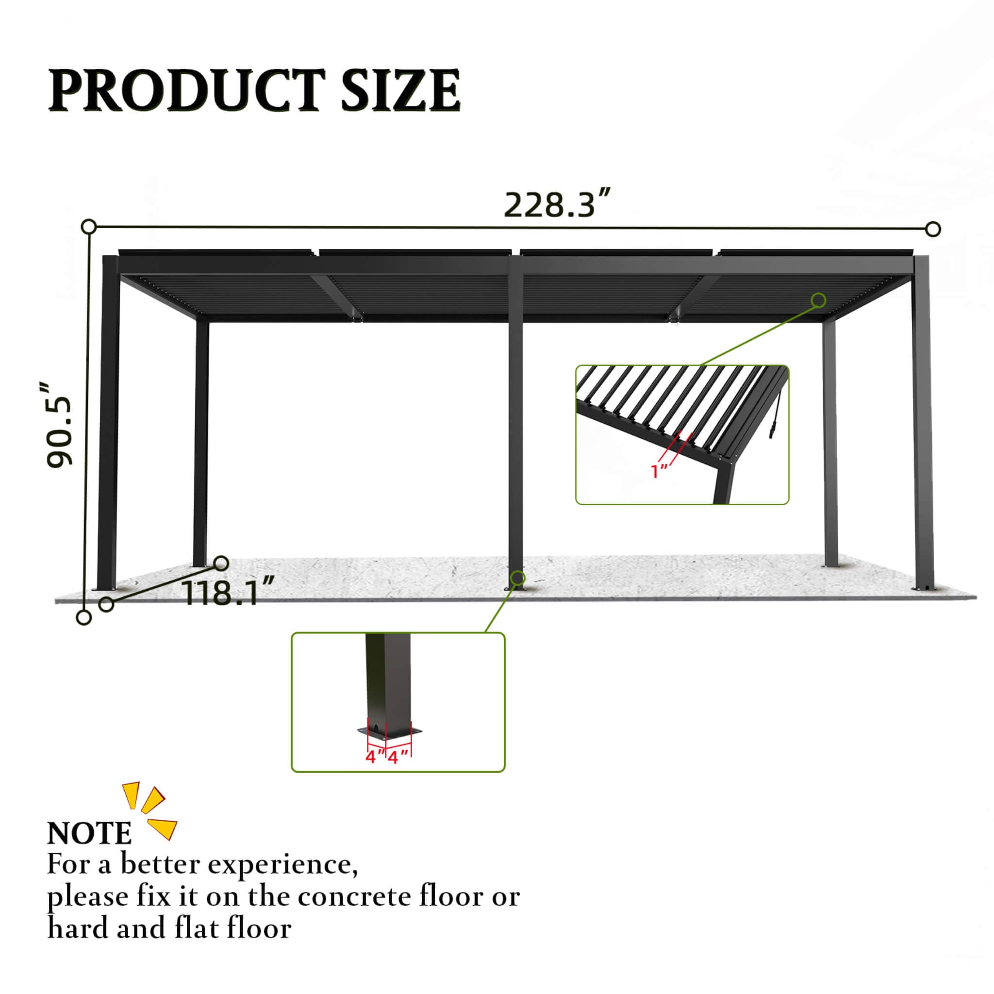 [10X19FT] Alora Modern Durable All-Weather Outdoor Pergola With Aluminum Frame And Steel Louvers (SAK32691) - The Vitality Estate