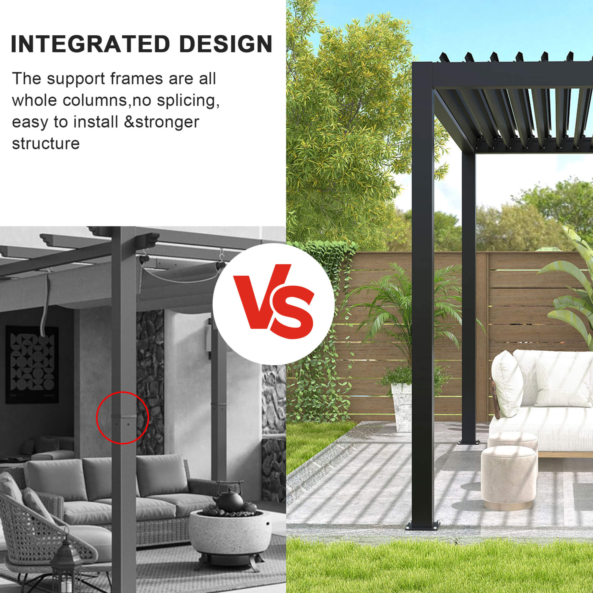 [10X19FT] Alora Modern Durable All-Weather Outdoor Pergola With Aluminum Frame And Steel Louvers (SAK32691) - The Vitality Estate