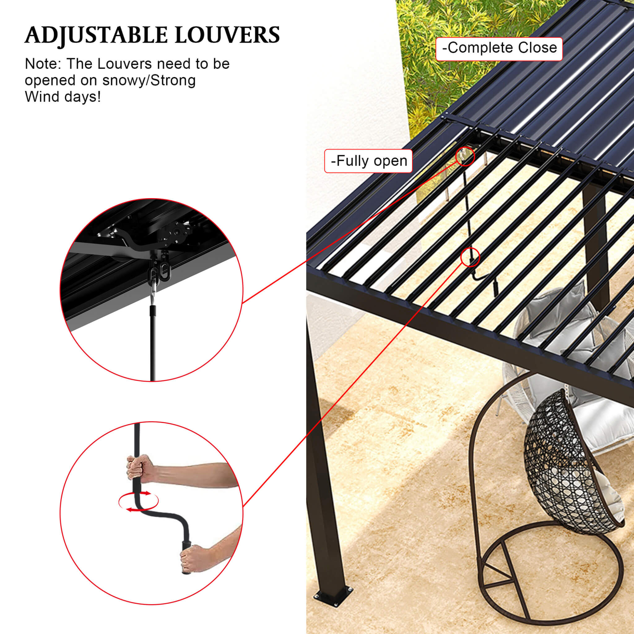 [10X19FT] Alora Modern Durable All-Weather Outdoor Pergola With Aluminum Frame And Steel Louvers (SAK32691) - The Vitality Estate