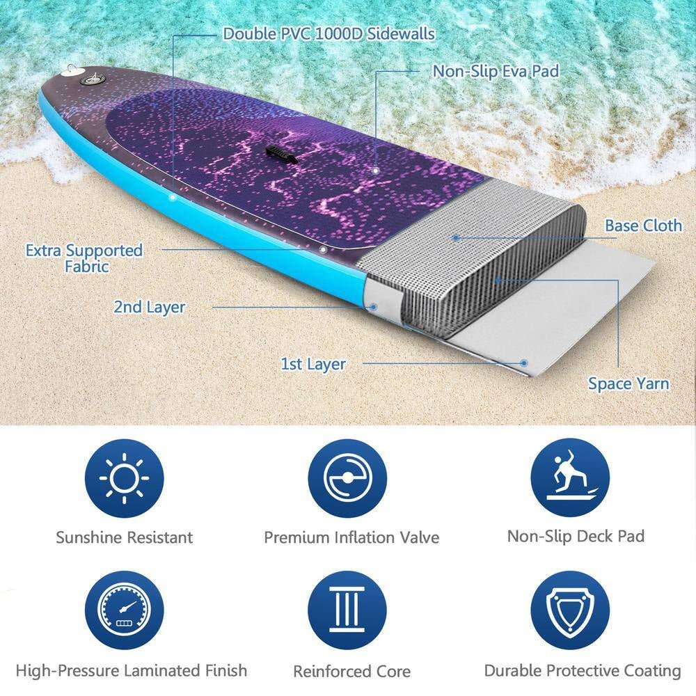 11 Ft. Inflatable Stand-Up Paddle Board Non-Slip Deck Surfboard with Hand Pump - The Vitality Estate