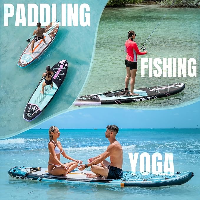 11'6"x35" Inflatable Paddle Board, 450lbs Extra Wide Stand Up Paddleboard for Adults with Premium SUP Accessories Kit & Backpack, Blow Up Kayak Non-Slip Stable Deck Boat for Yoga Fishing Surf - The Vitality Estate