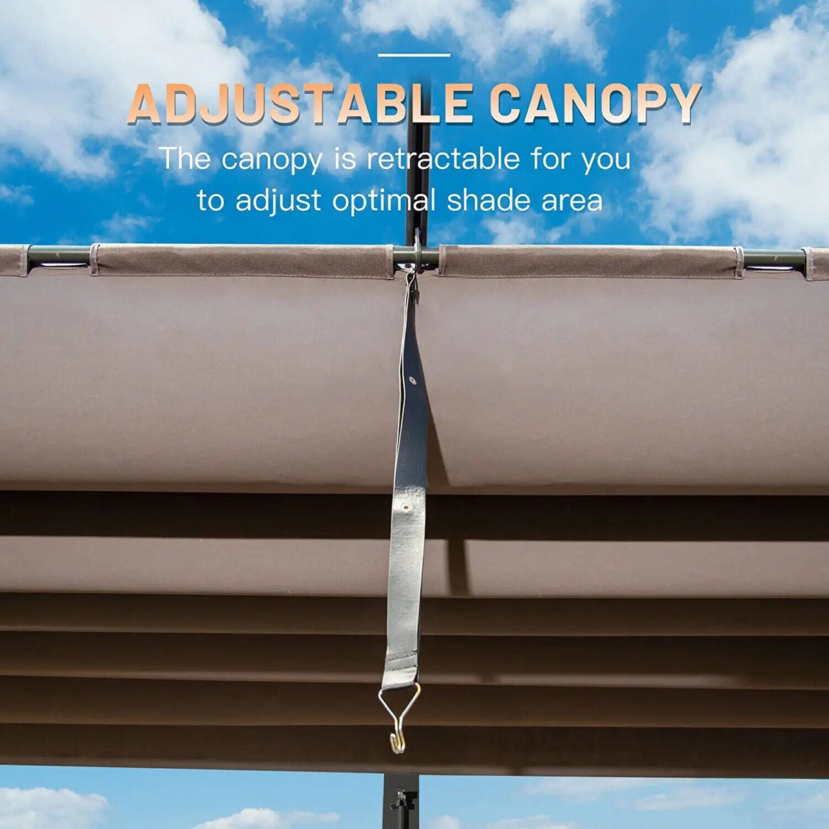 [11X16FT] Outdoor Retractable Backyard Aluminum Metal Pergola Gazebo With Roof (SAK16804) - The Vitality Estate