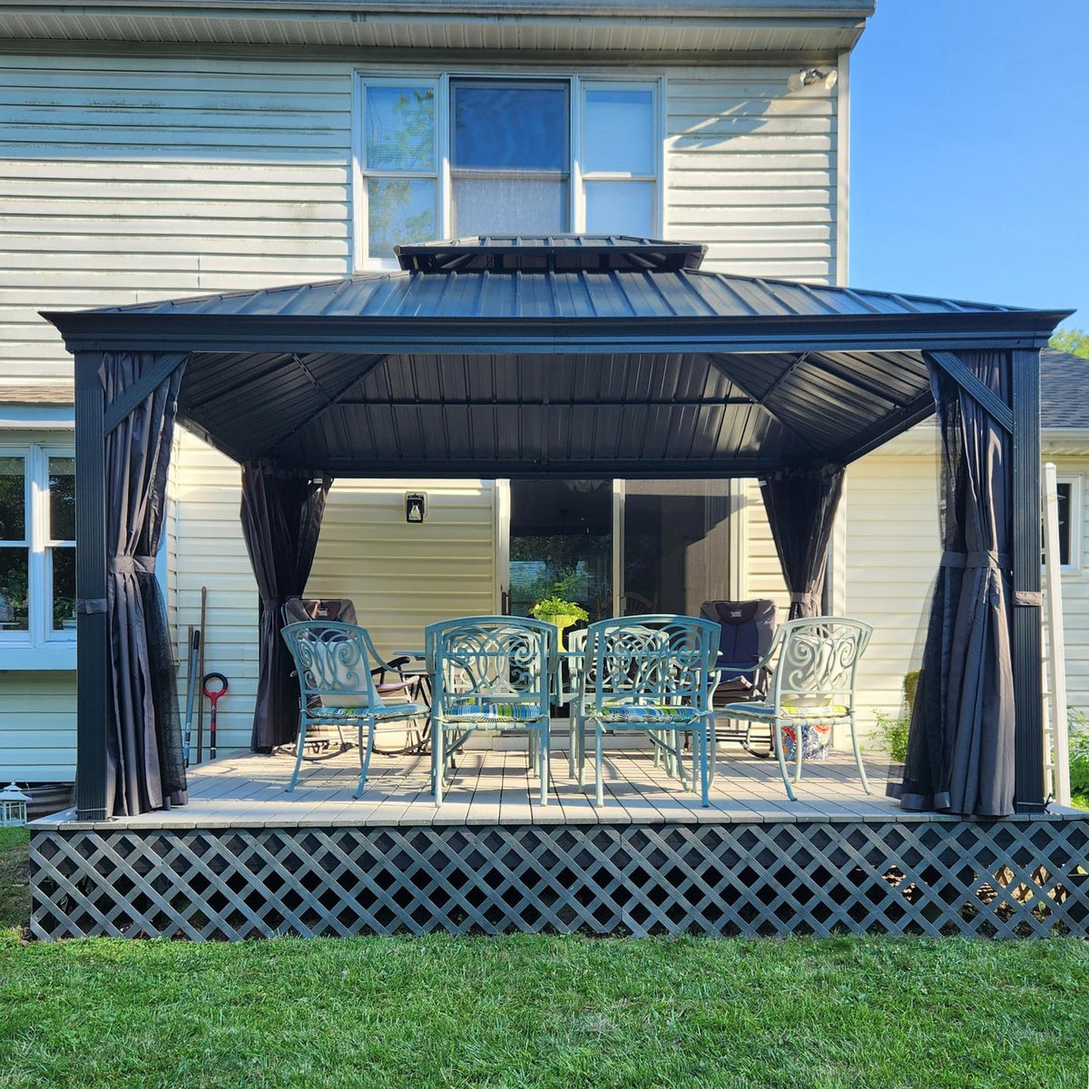 12' x 14' Hardtop Aluminum Outdoor Gazebo - The Vitality Estate