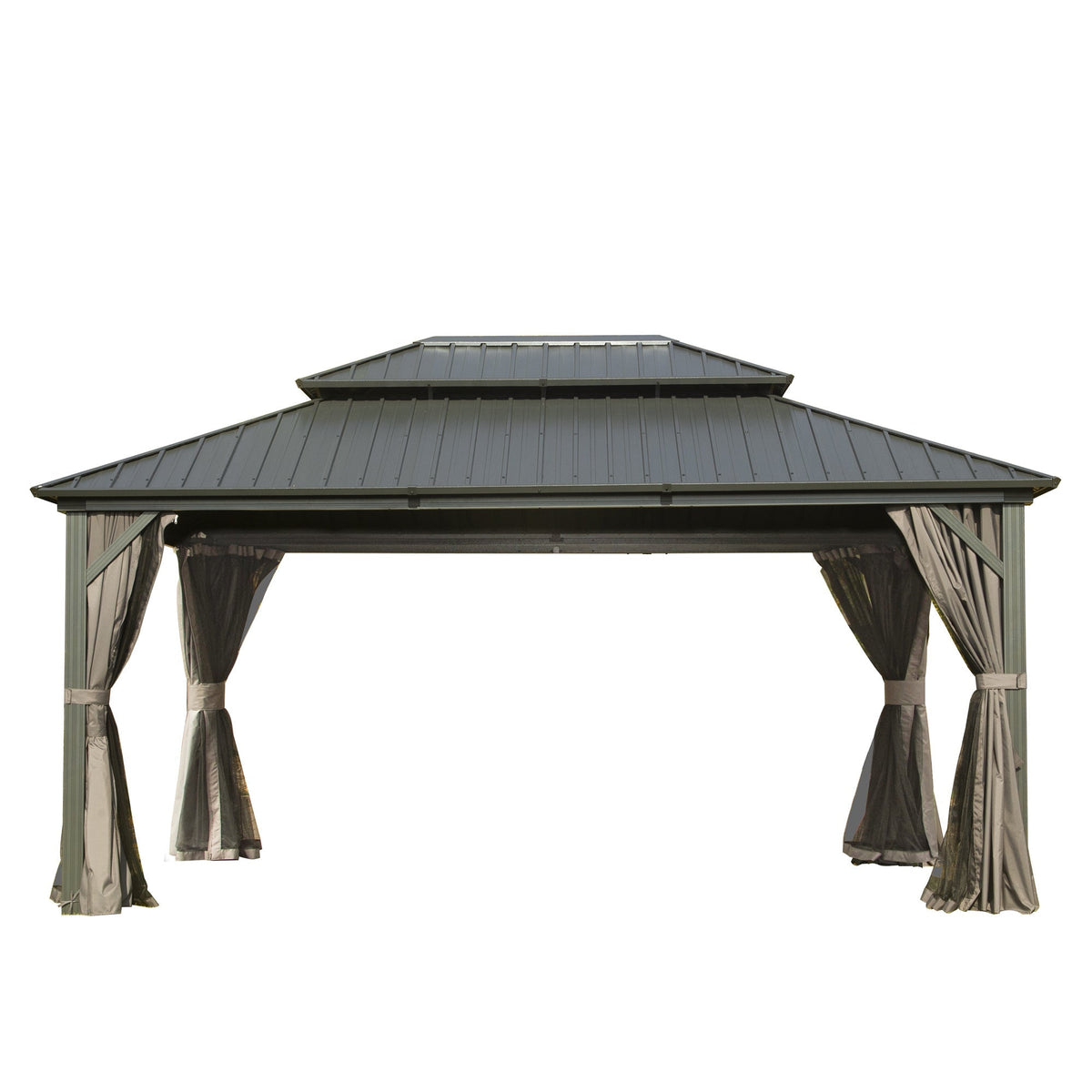 12' x 16' Hardtop Gazebo with Aluminum Frame and Double Roof - The Vitality Estate