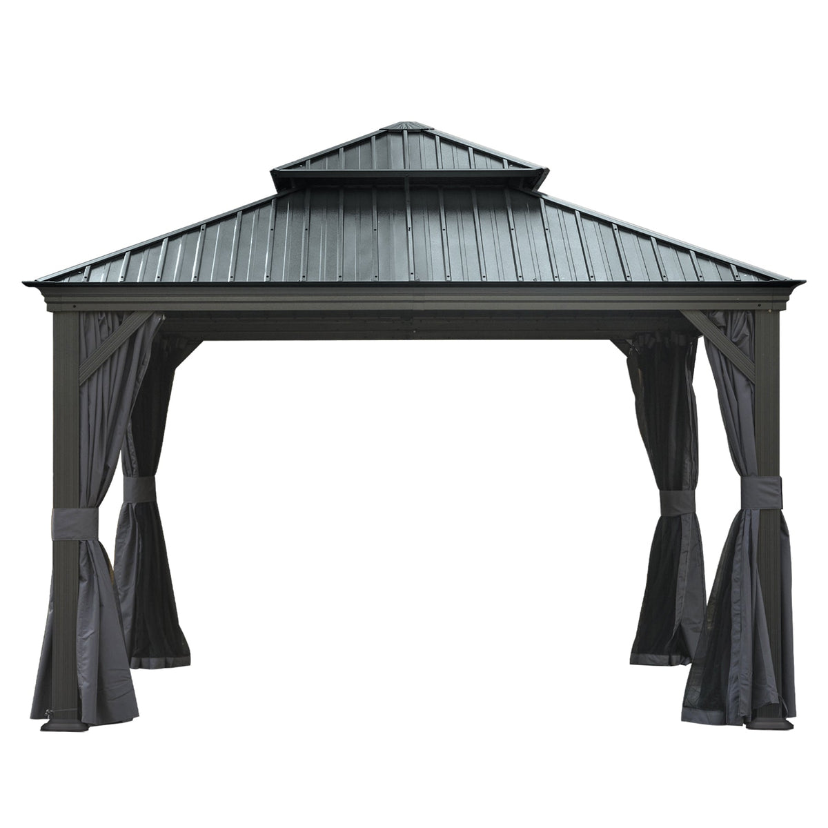 12'x12' Hardtop Gazebo Canopy with Galvanized Steel Double Roof - The Vitality Estate