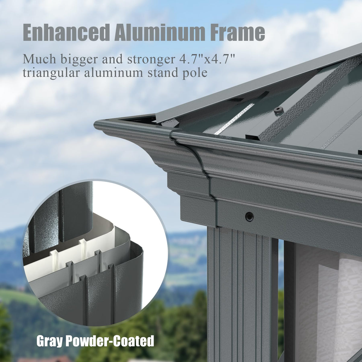 12'x12' Hardtop Gazebo Canopy with Galvanized Steel Double Roof - The Vitality Estate