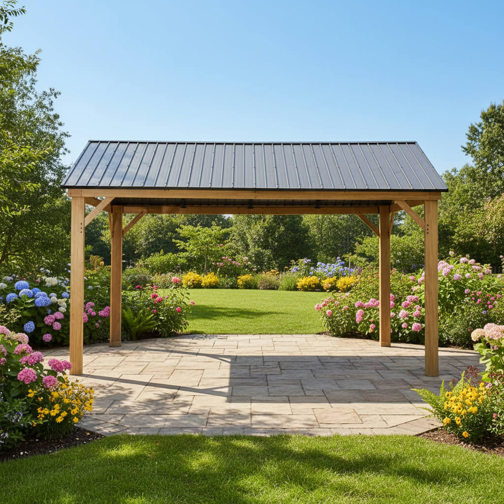 [12X14FT] Alora Hardtop All-Weather Outdoor Gazebo With Galvanized Steel Roof (SAK83261) - The Vitality Estate