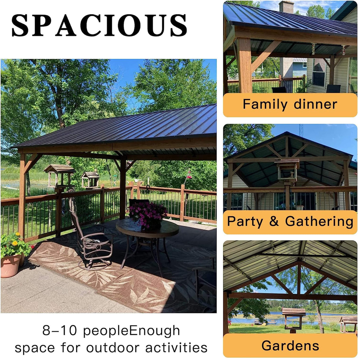 [12X14FT] Alora Hardtop All-Weather Outdoor Gazebo With Galvanized Steel Roof (SAK83261) - The Vitality Estate