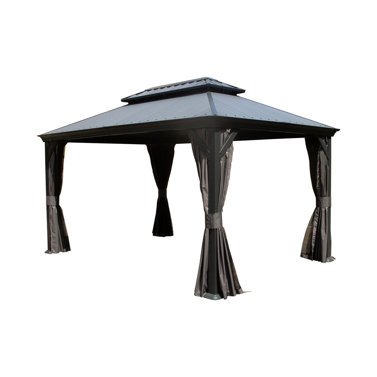 12'x16' Hardtop Gazebo with Resin Roof and Drainage Gutters - The Vitality Estate