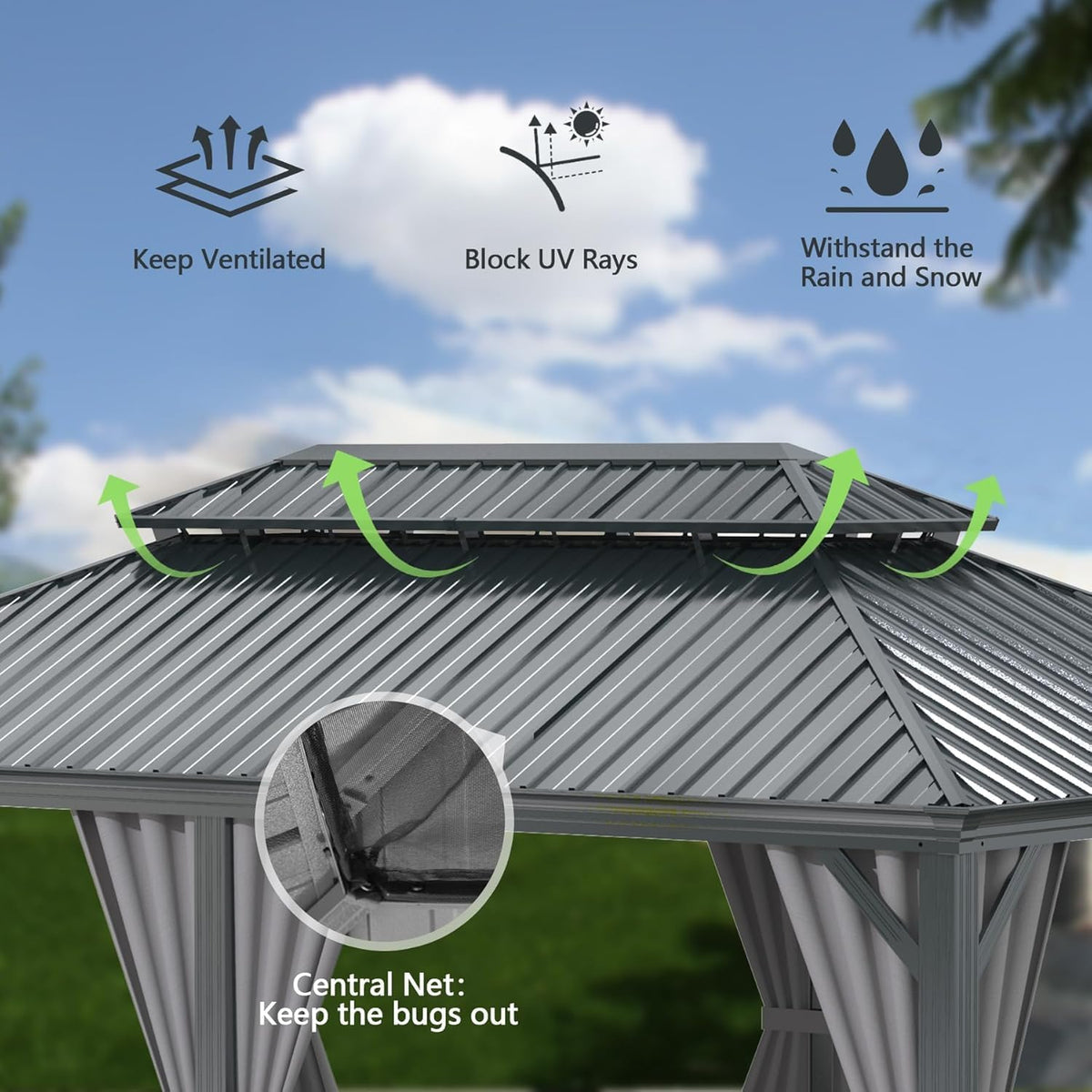 12x24FT Outdoor Gazebo - The Vitality Estate