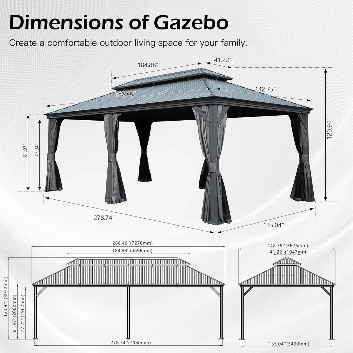 12x24FT Outdoor Gazebo - The Vitality Estate