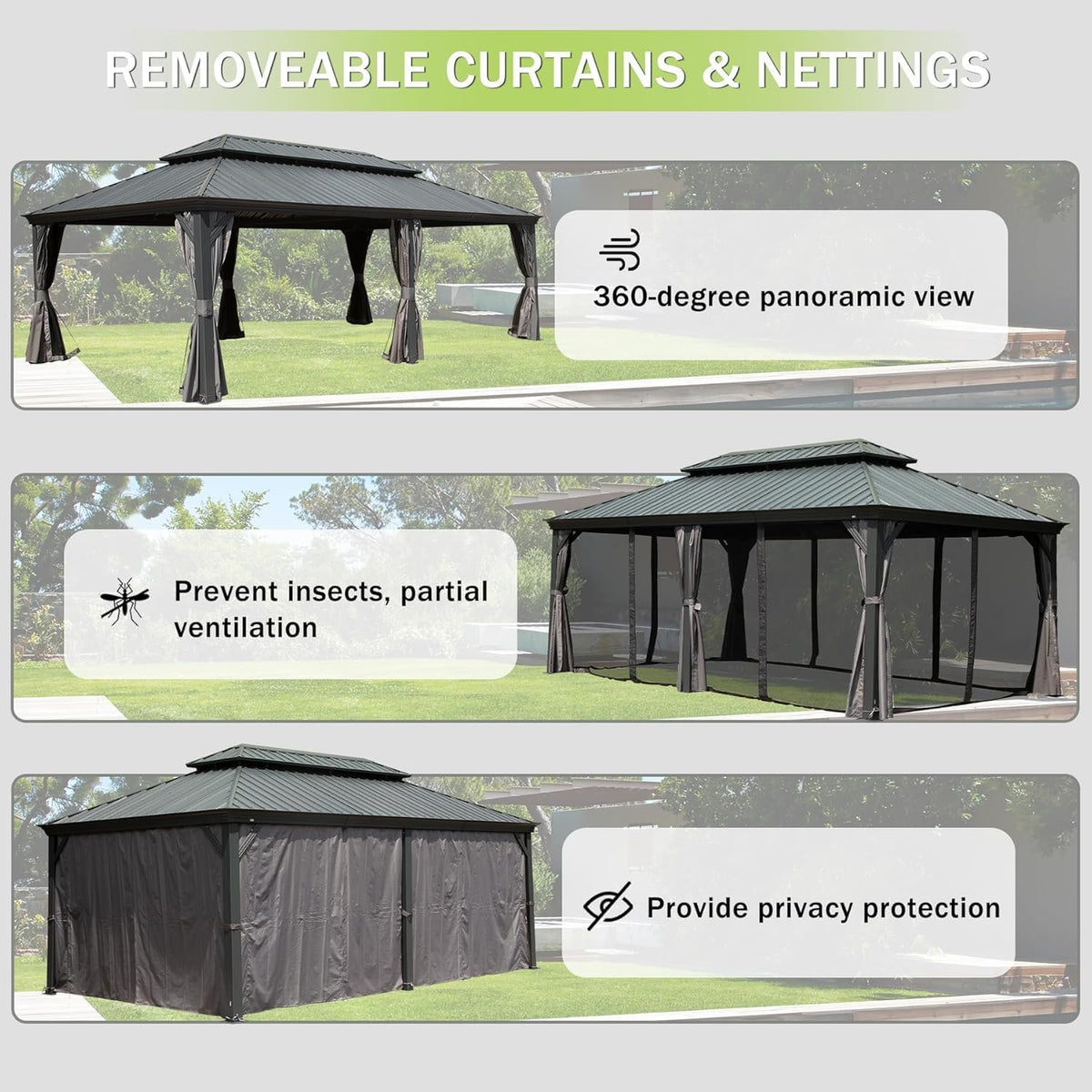 12x24FT Outdoor Gazebo - The Vitality Estate