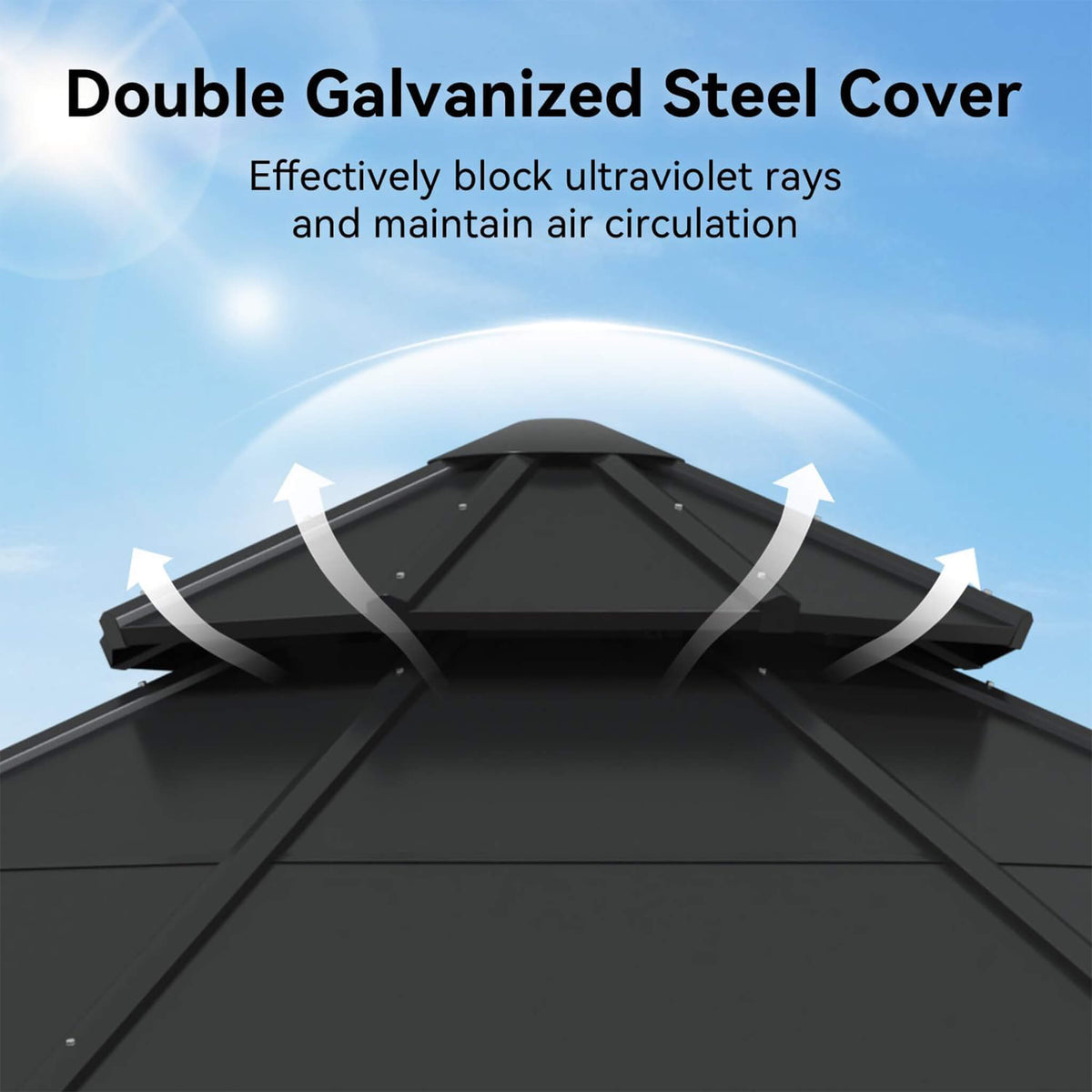 [13X13FT] Alora Cedar Wood Galvanized Steel Octagonal Hardtop Double Roof Gazebo (SAK17468) - The Vitality Estate