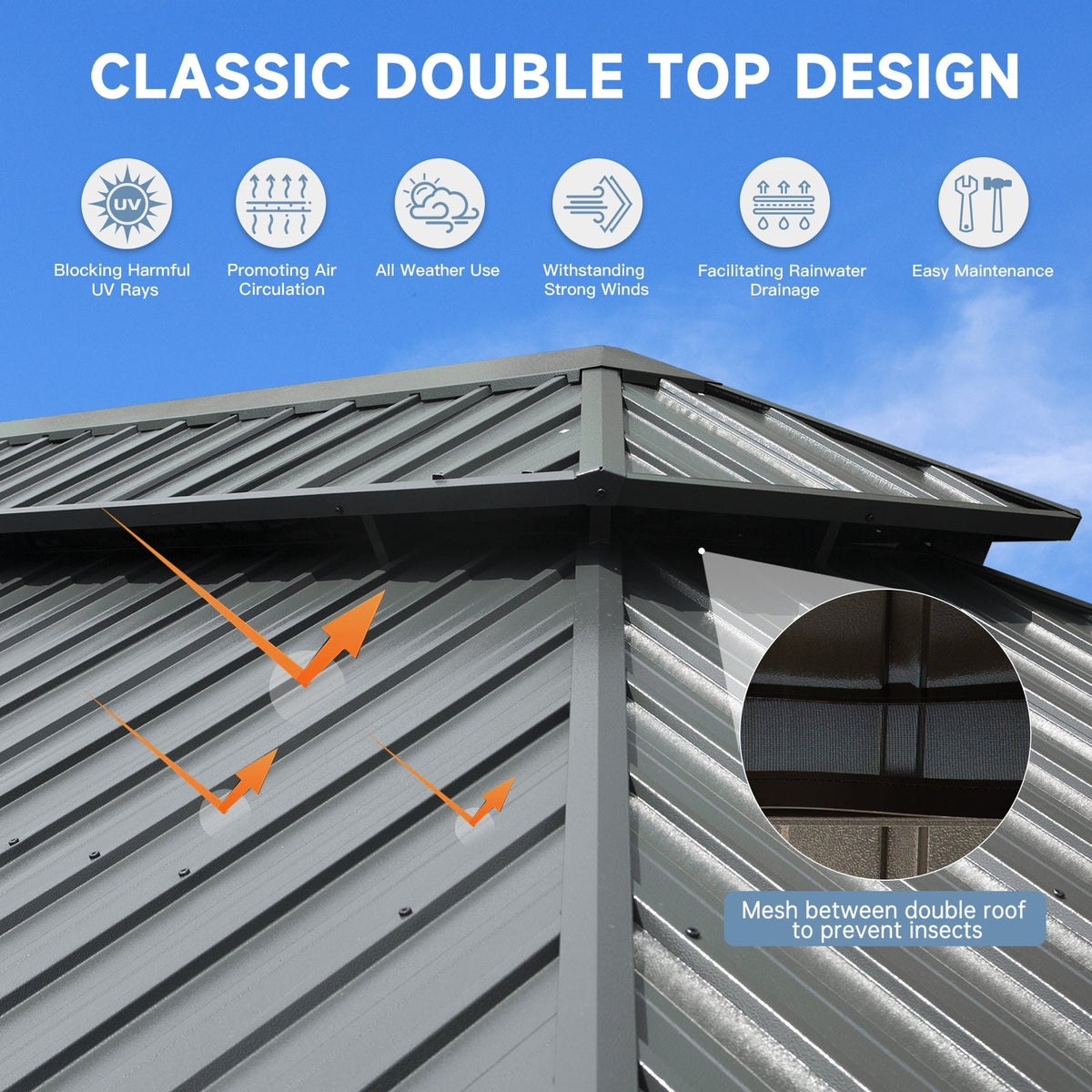 14' x 20' Hardtop Gazebo Outdoor Metal Gazebo Canopy - The Vitality Estate