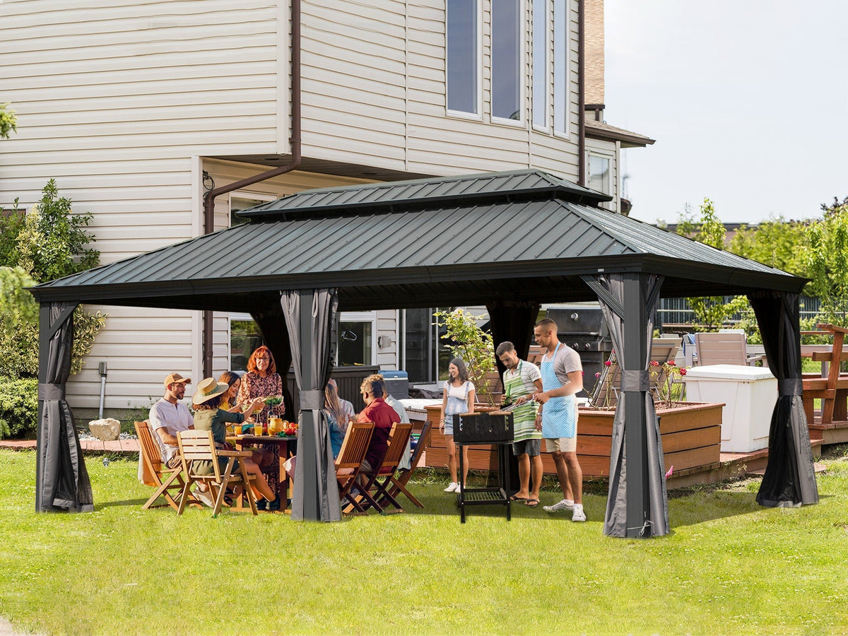 14' x 20' Hardtop Gazebo Outdoor Metal Gazebo Canopy - The Vitality Estate