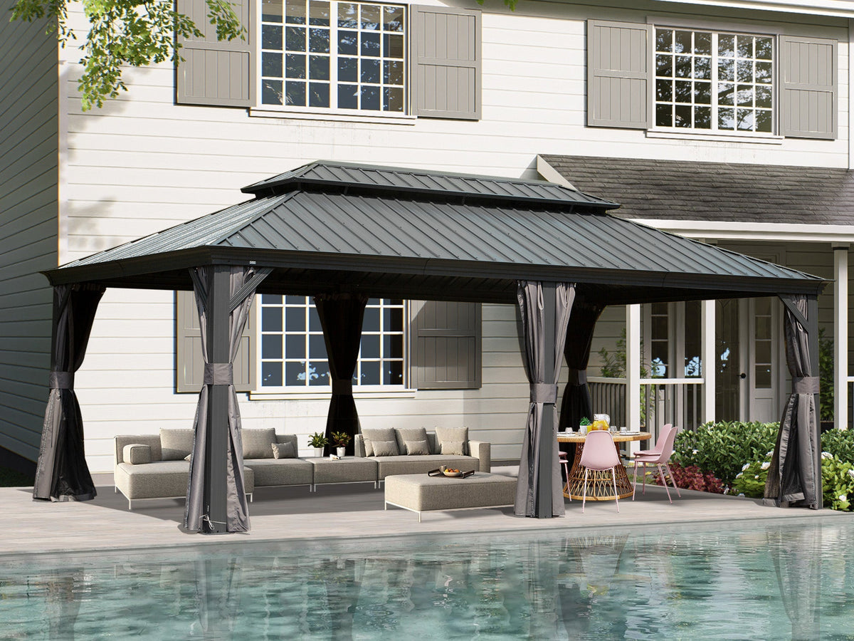 14' x 20' Hardtop Gazebo Outdoor Metal Gazebo Canopy - The Vitality Estate