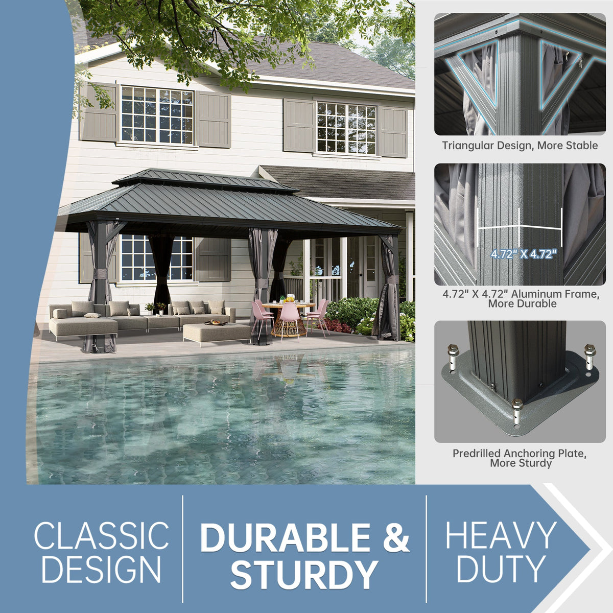 14' x 20' Hardtop Gazebo Outdoor Metal Gazebo Canopy - The Vitality Estate
