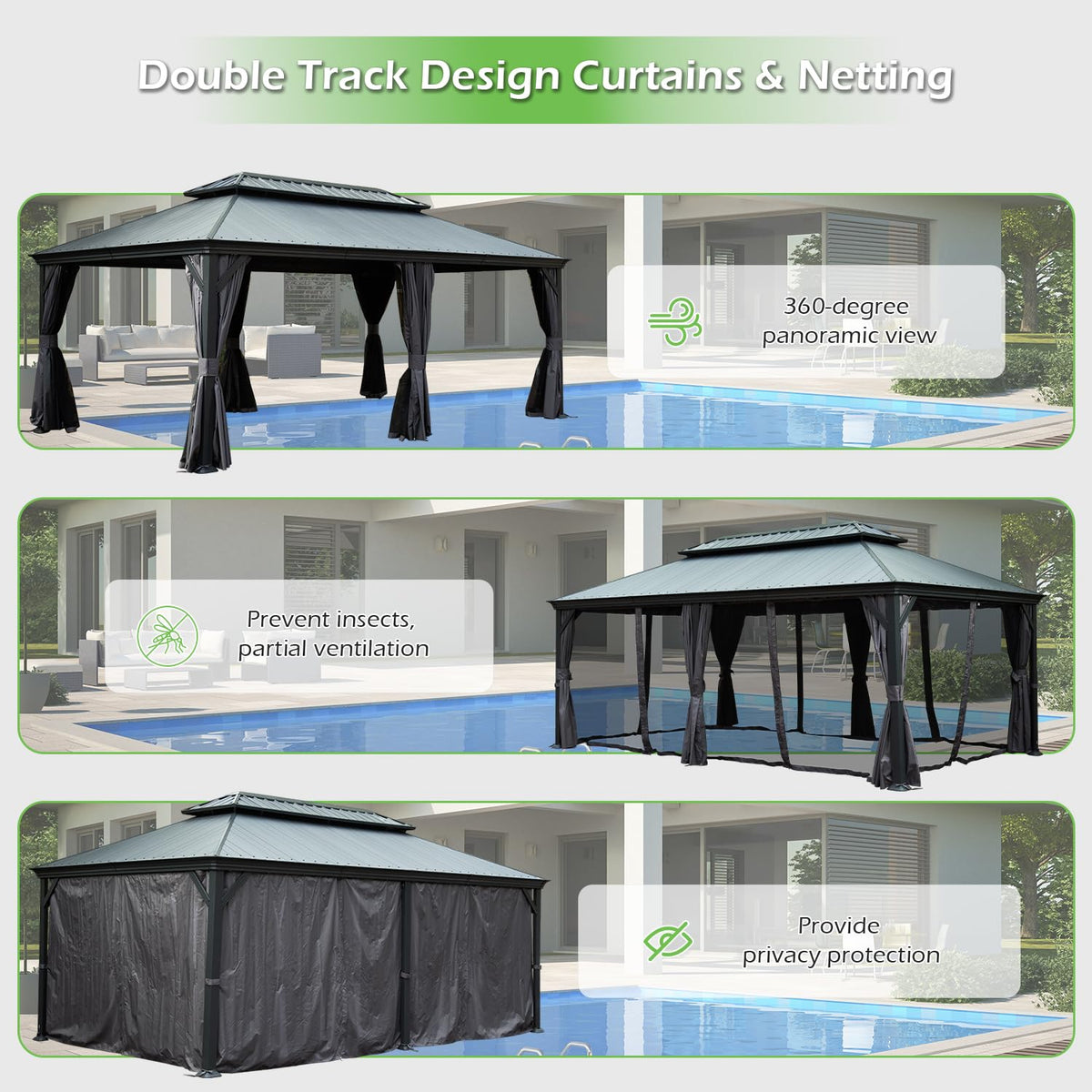 14'x20' Hardtop Gazebo with Resin Roof - The Vitality Estate