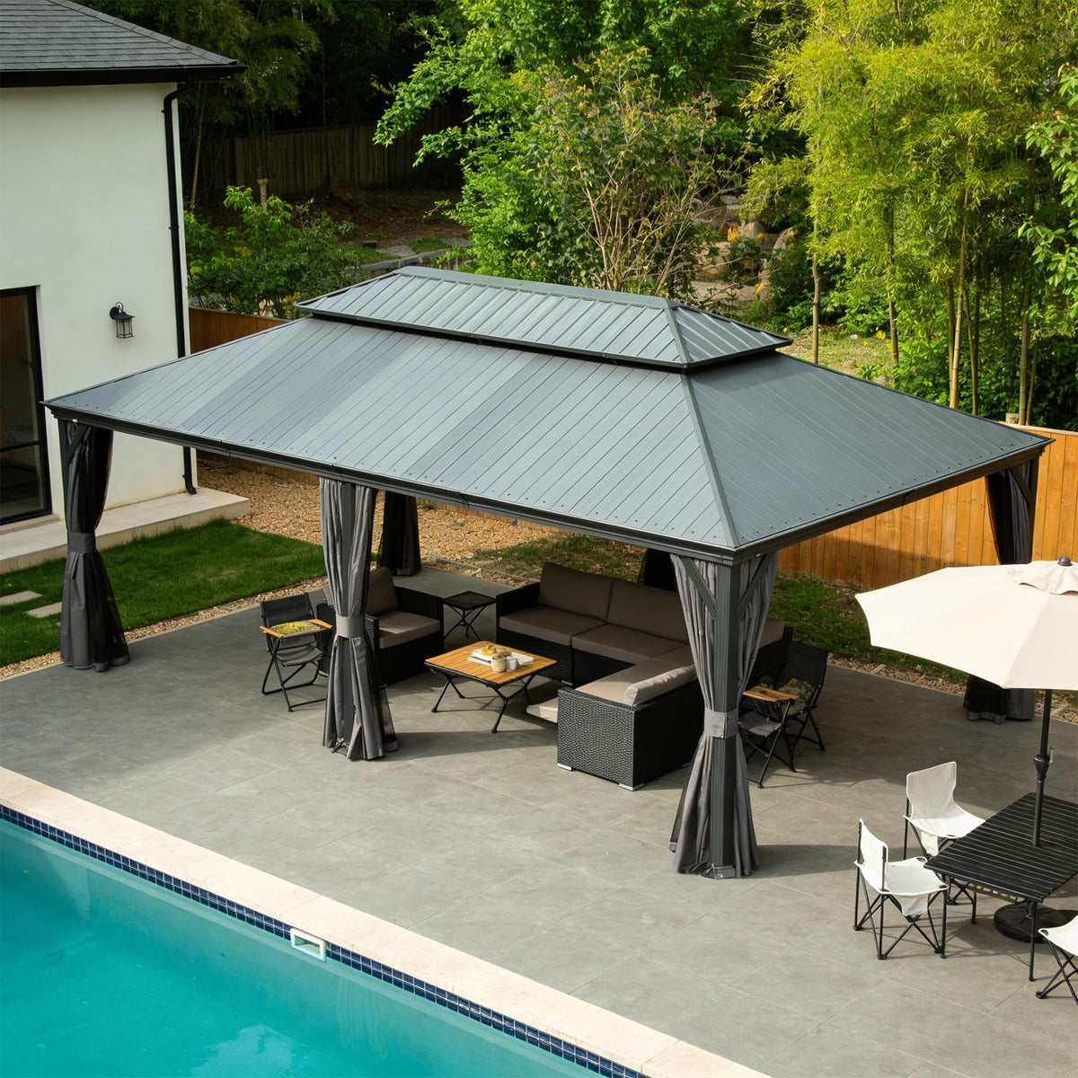 14'x20' Hardtop Gazebo with Resin Roof - The Vitality Estate