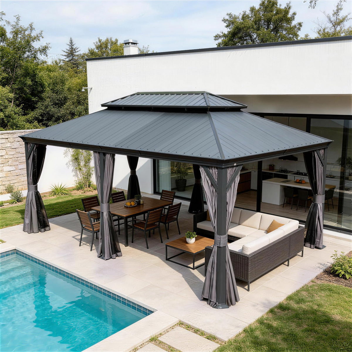 14'x22' Hardtop Gazebo with Resin Roof - The Vitality Estate