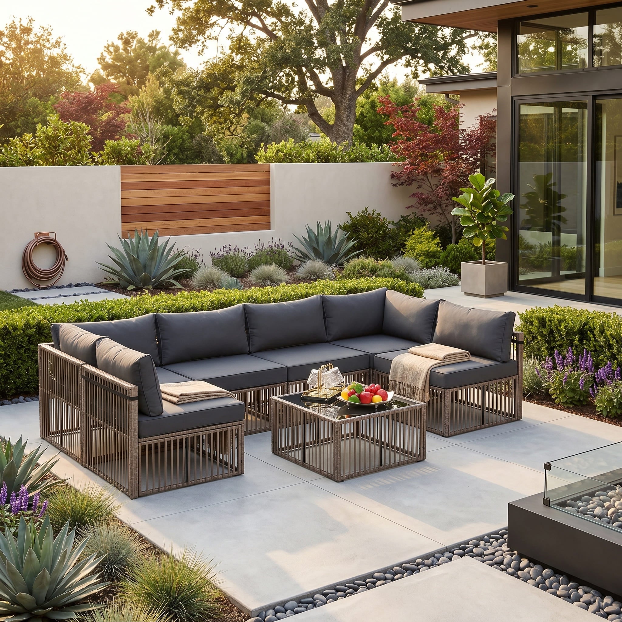 Axis 104.8" Modern Outdoor Sectional Set, 7-Piece