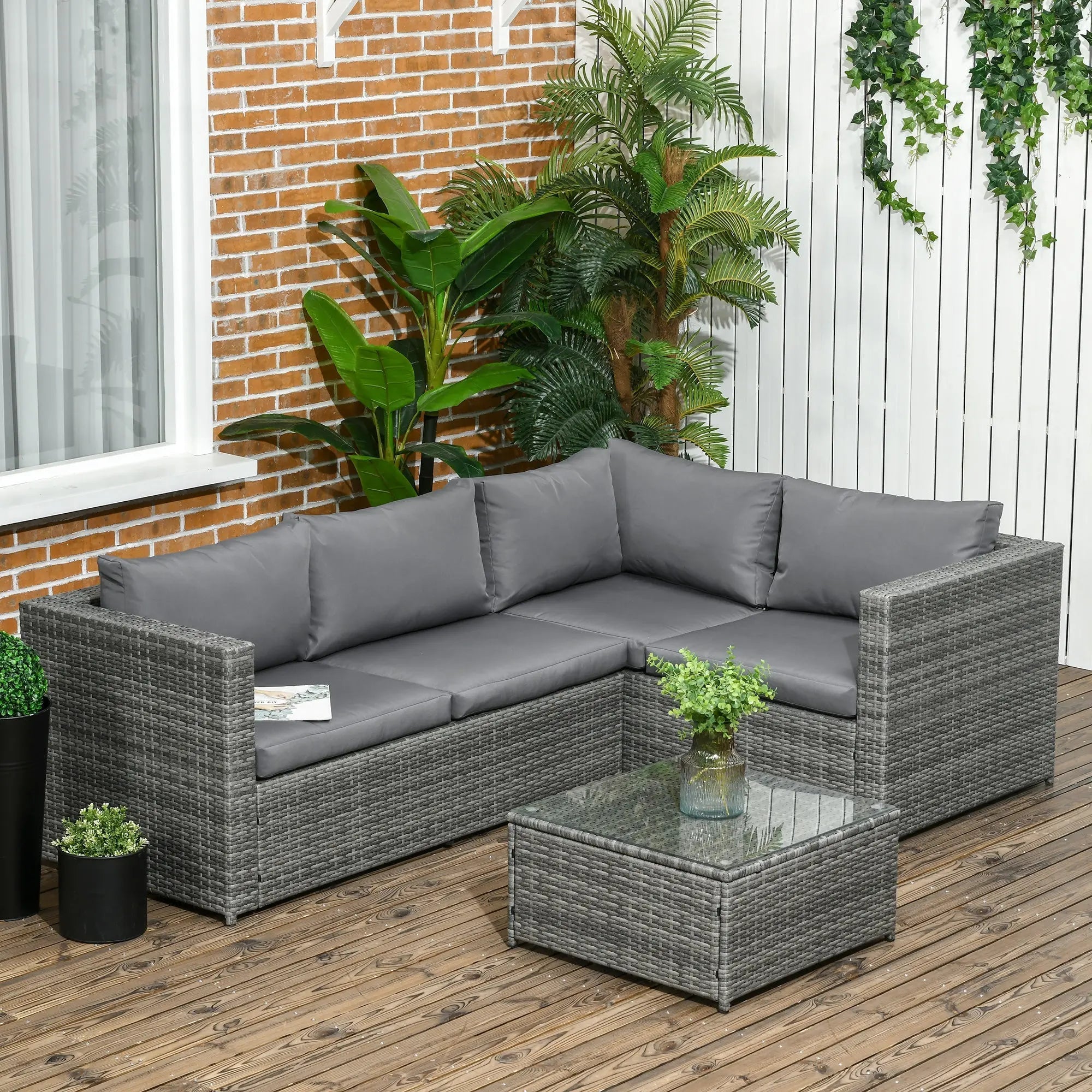 2 Piece Rattan Outdoor Patio Couch Set - The Vitality Estate