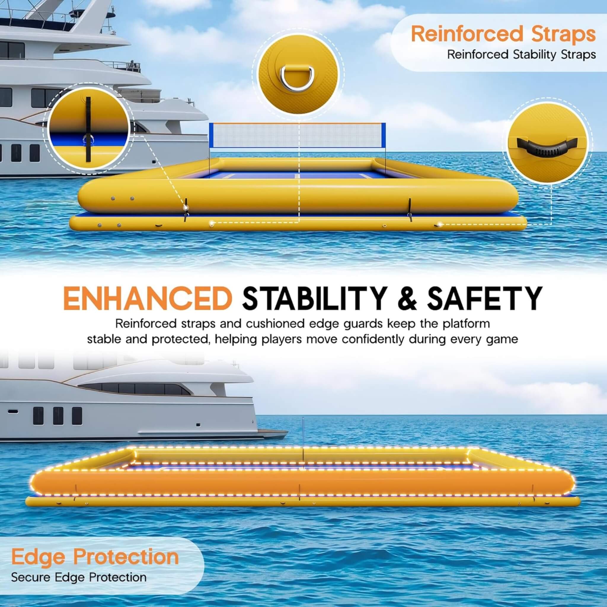 [26X46FT] Inflatable Commercial Floating Pickleball And Volleyball Court With Net (SAK39071) - The Vitality Estate