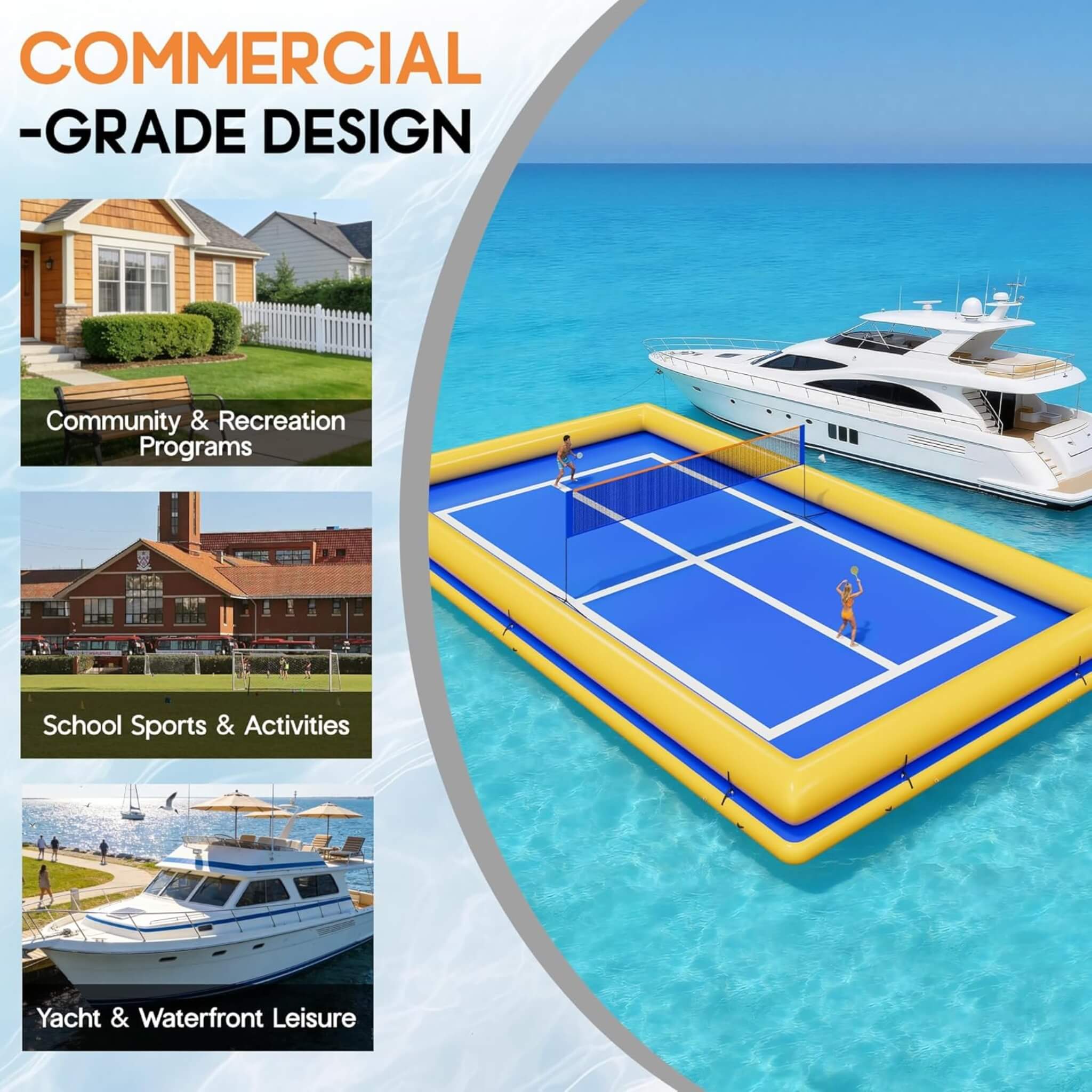 [26X46FT] Inflatable Commercial Floating Pickleball And Volleyball Court With Net (SAK39071) - The Vitality Estate