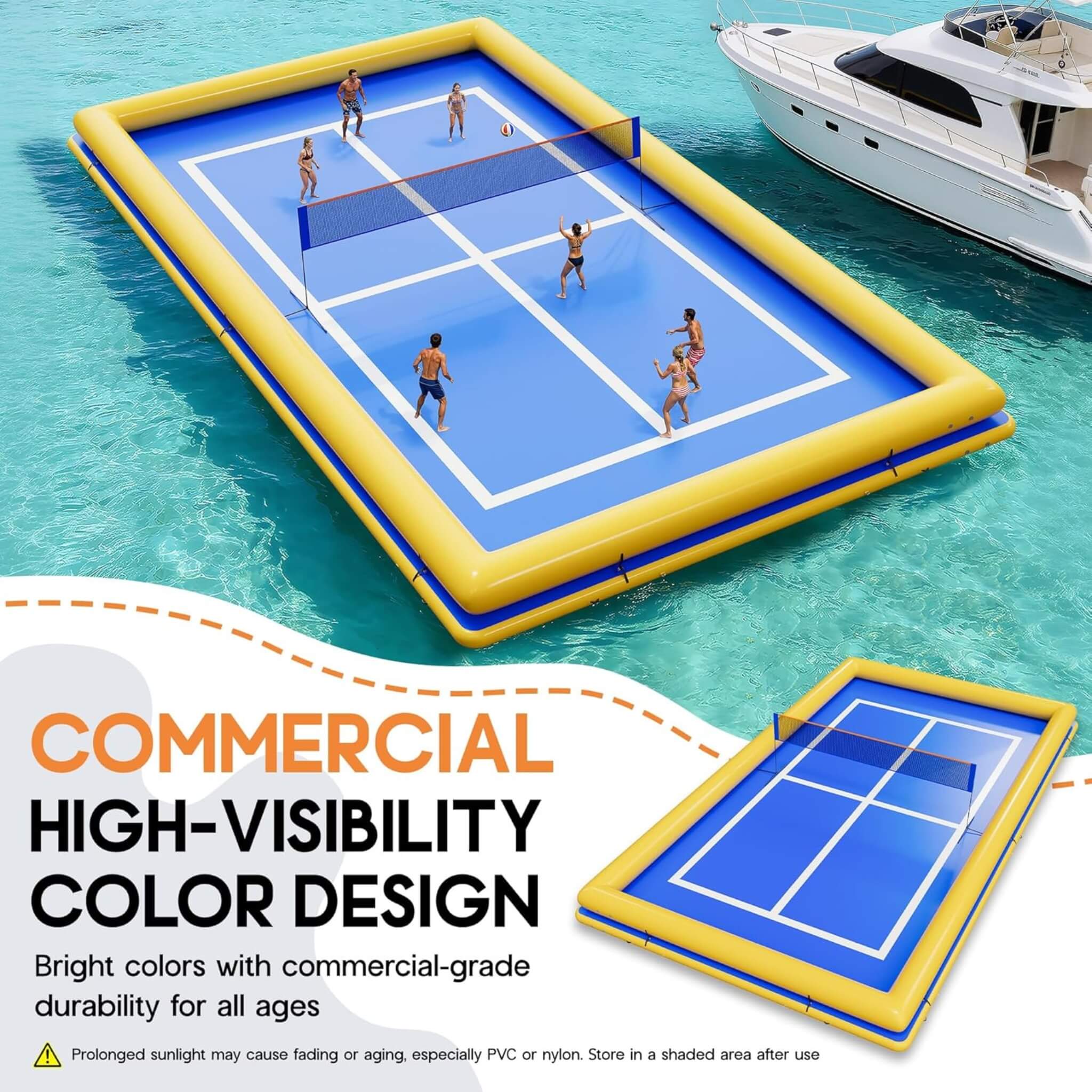 [26X46FT] Inflatable Commercial Floating Pickleball And Volleyball Court With Net (SAK39071) - The Vitality Estate