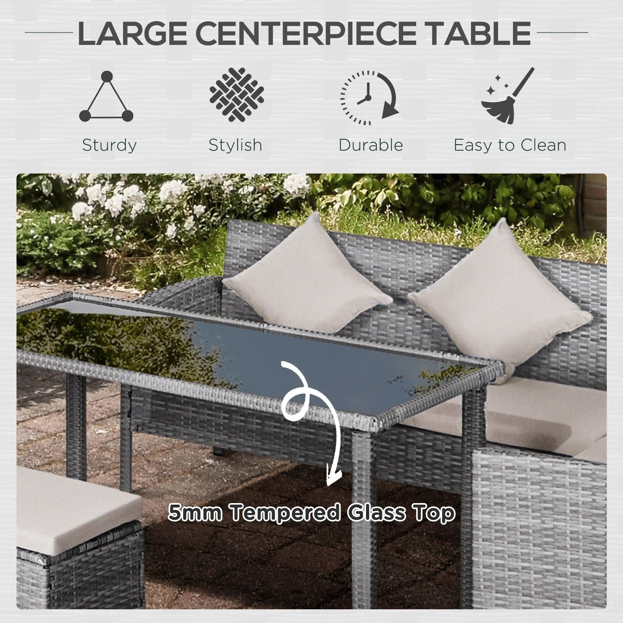 5 Piece Rattan Outdoor Patio Couch Set - The Vitality Estate