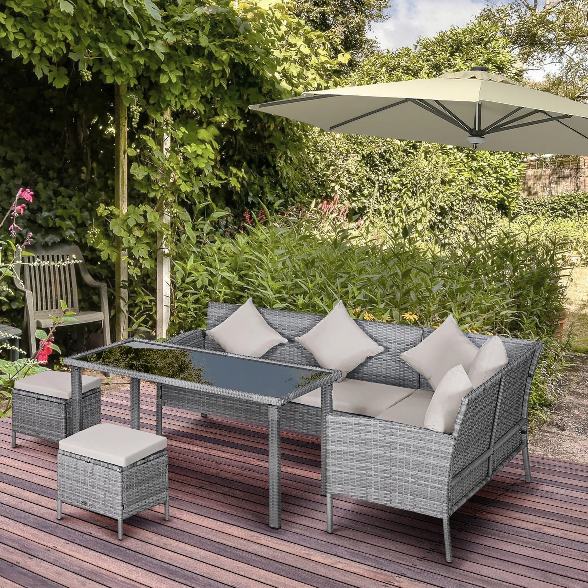 5 Piece Rattan Outdoor Patio Couch Set - The Vitality Estate