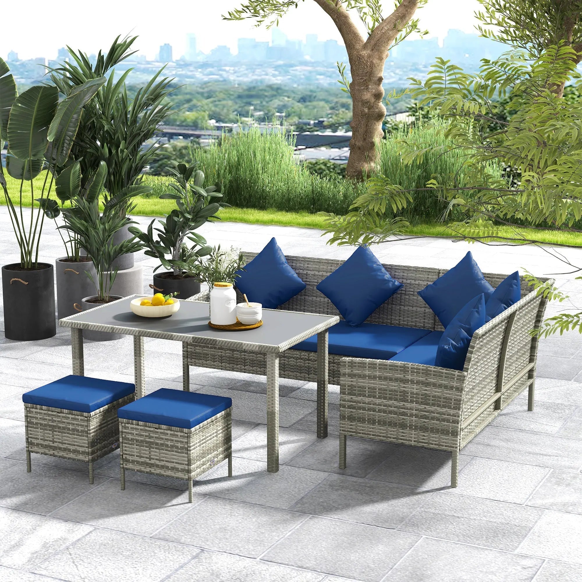 5 Piece Rattan Outdoor Patio Couch Set - The Vitality Estate