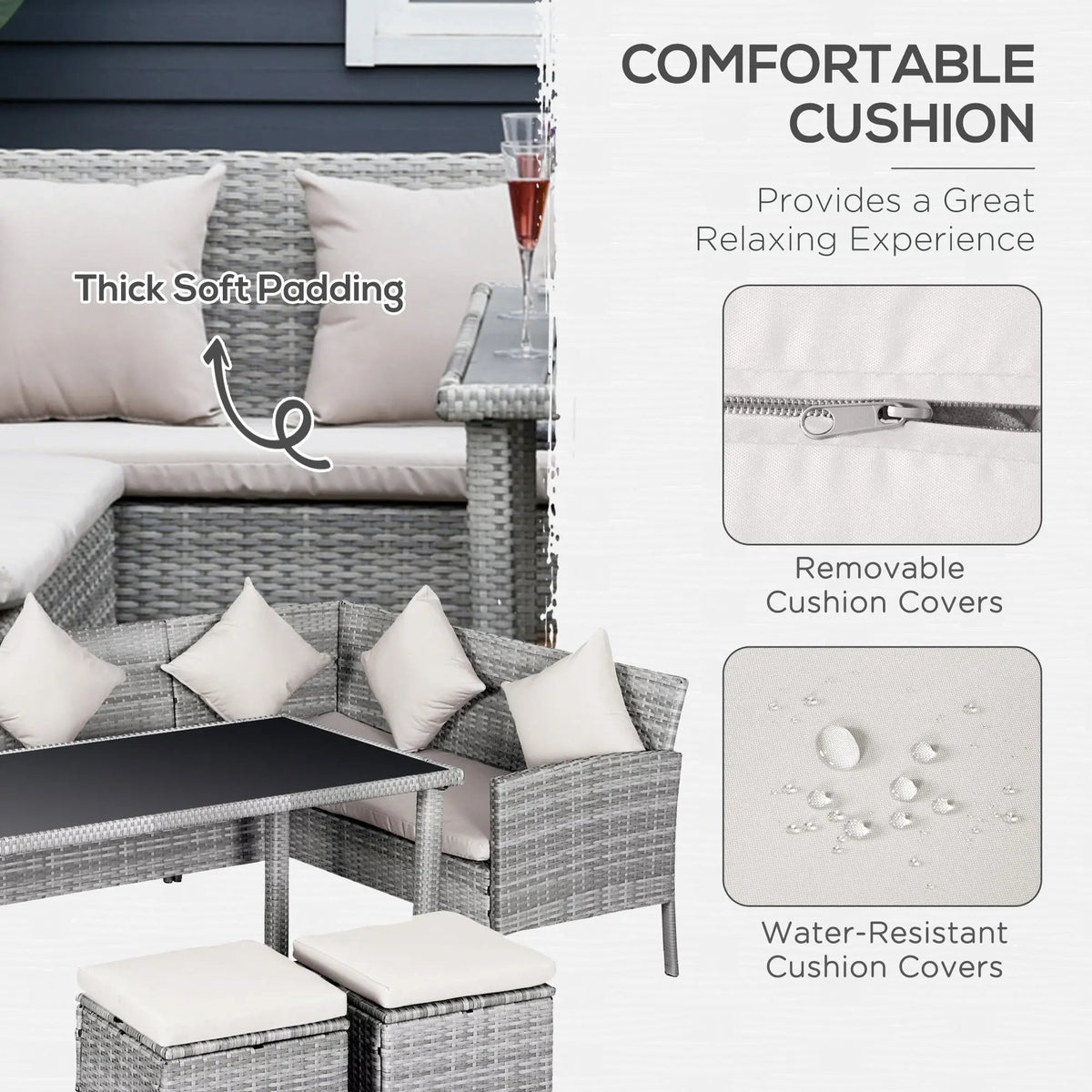 5 Piece Rattan Outdoor Patio Couch Set - The Vitality Estate