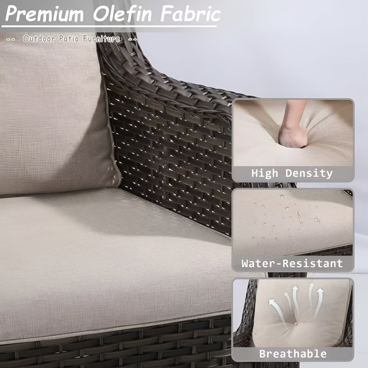6-Pieces Wicker Outdoor Patio Furniture Set Rattan Chair Wicker Set with Beige Cushion - The Vitality Estate