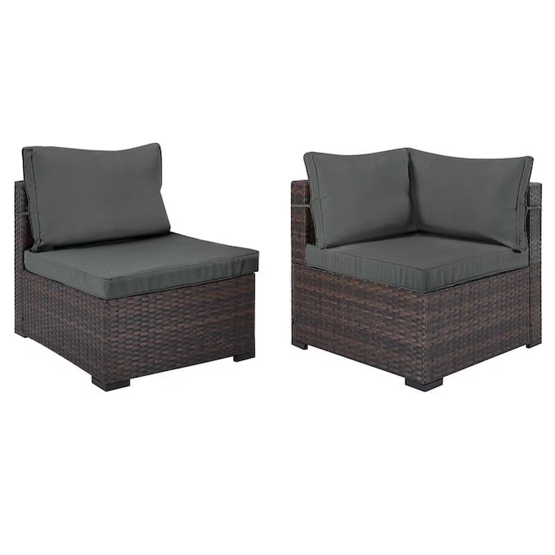 7 -Piece Rattan Patio Conversation Set with Green Cushions - The Vitality Estate
