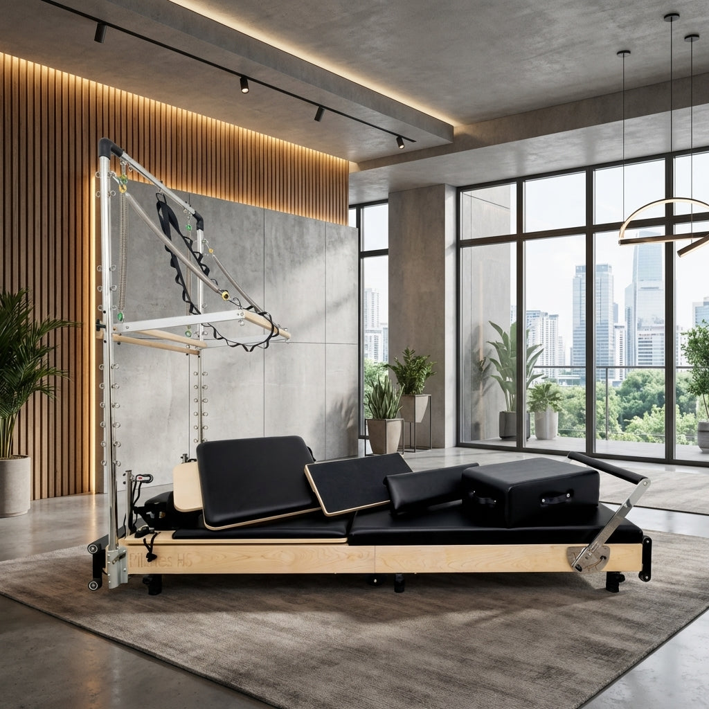 Janet Elite Plus Foldable Pilates Reformer – Studio Grade Luxury Maple Wood Home Pilates Machine - RE016