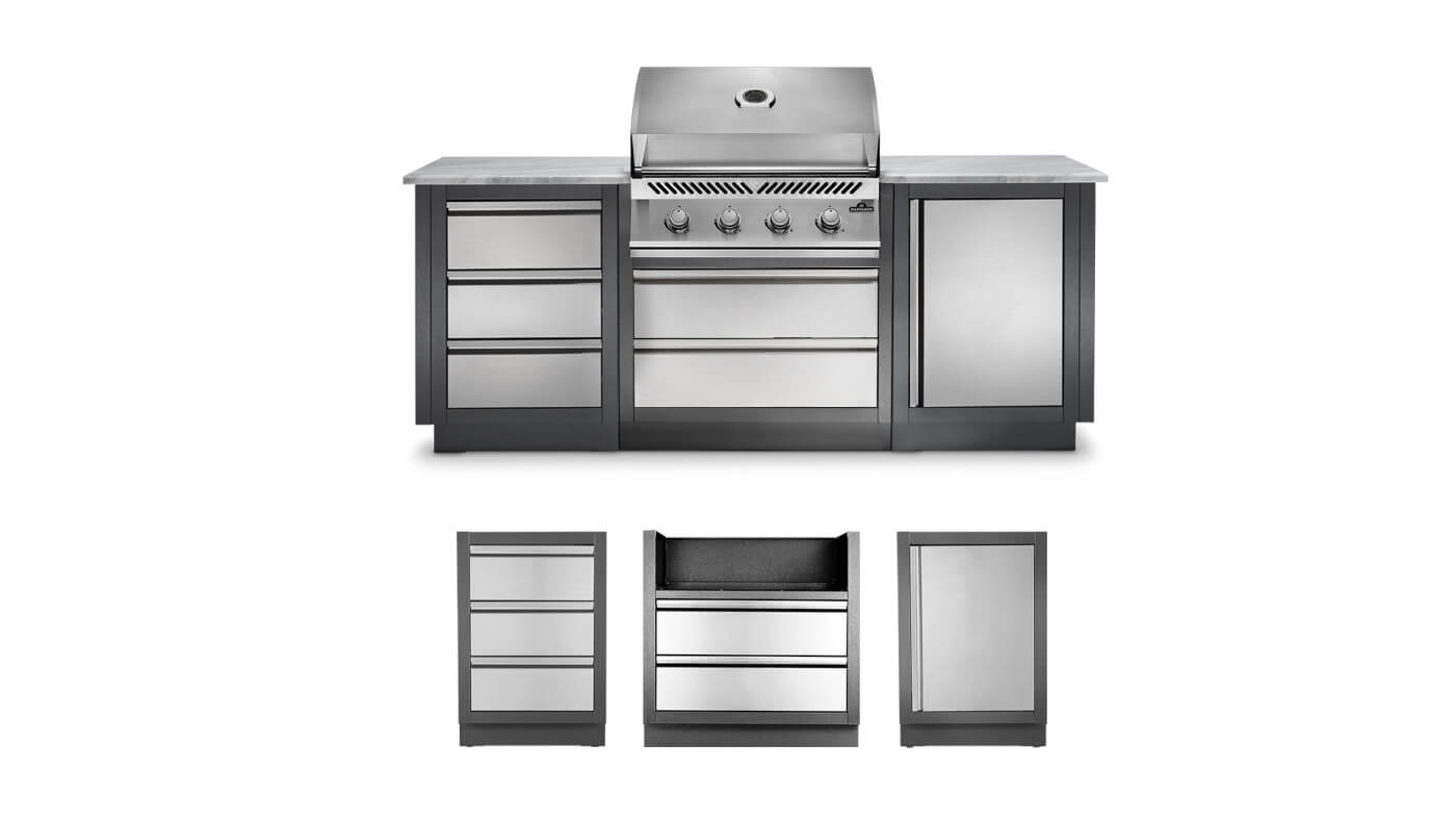 Patio Outdoor Kitchen Gas Grill - Patio Elegance OASIS™ 100 with Built-in 500 Series 32" Grill