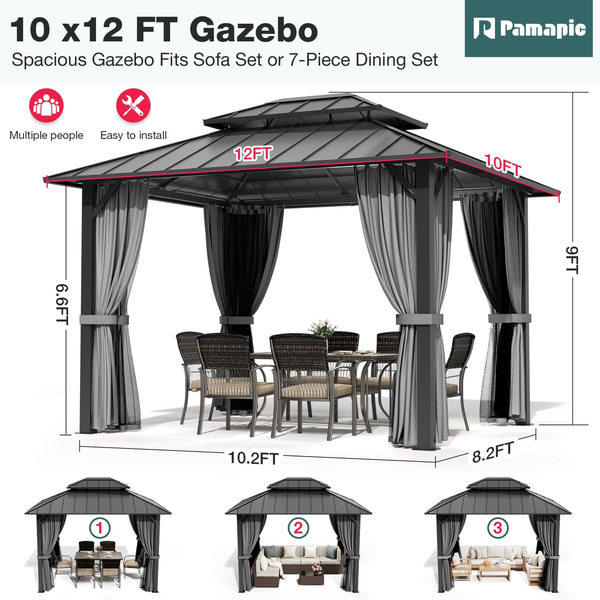 Aera Permanent 10'x12' Hardtop Gazebo - The Vitality Estate