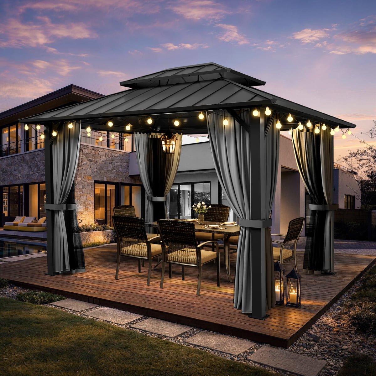 Aera Permanent 10'x12' Hardtop Gazebo - The Vitality Estate