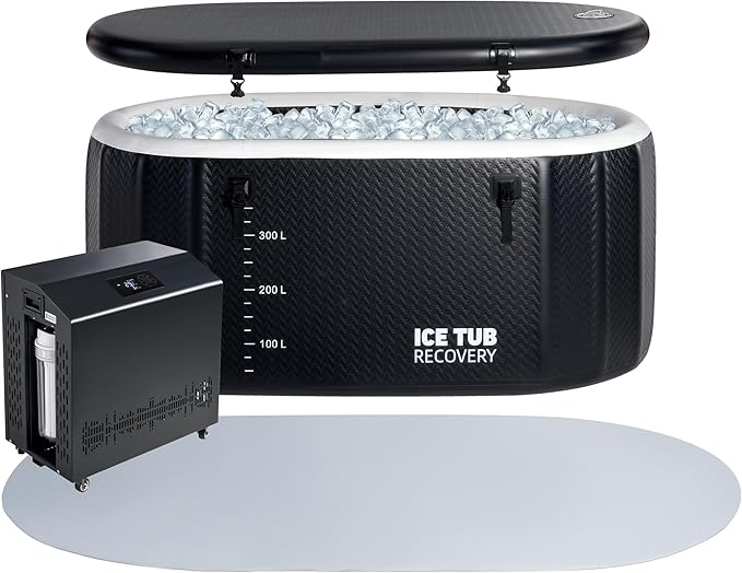Albott Cold Plunge Tub with 1HP Chiller, Inflatable Ice Bath Tub with App Control, UV/Ozone System, Insulated Lid & Wheels, Full-Body Recovery Tub for Athletes, 150 Gal, 59"x32"x28" - The Vitality Estate