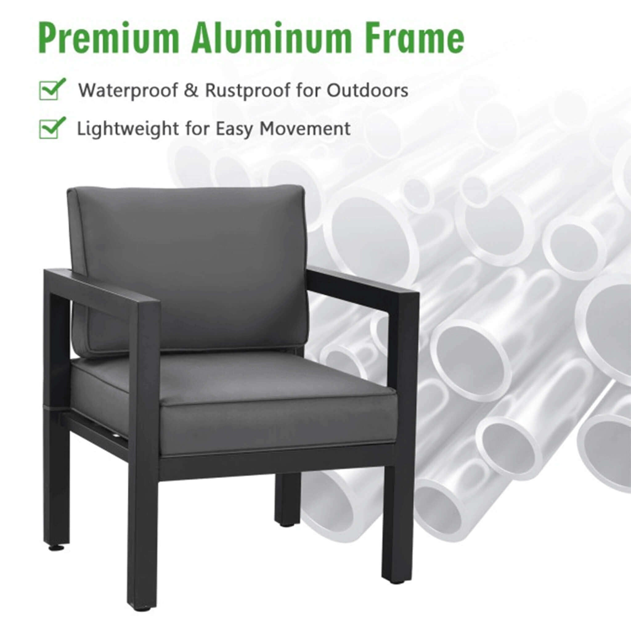 Alora 4-Piece Premium Outdoor Aluminum Furniture Set For Backyard & Poolside (SAK73532) - The Vitality Estate