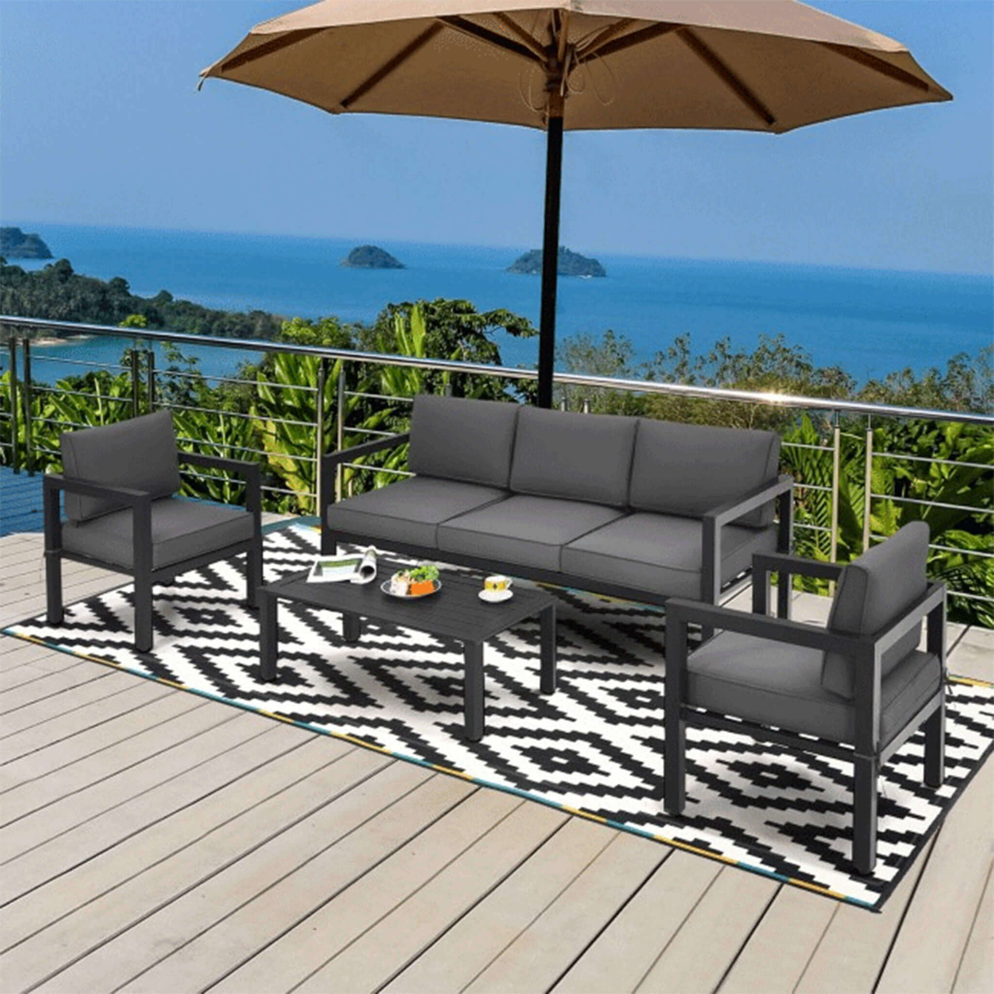 Alora 4-Piece Premium Outdoor Aluminum Furniture Set For Backyard & Poolside (SAK73532) - The Vitality Estate